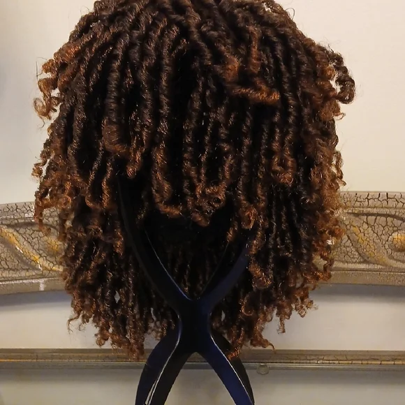Voluminous Dreadlock Short Twist Braided Brown Wig Unisex - Picture 1 of 5